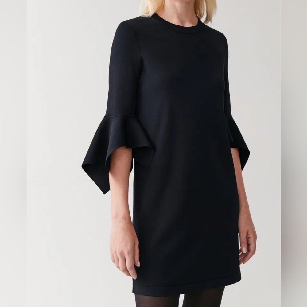 COS Elegant Black Dress with Statement Sleeves